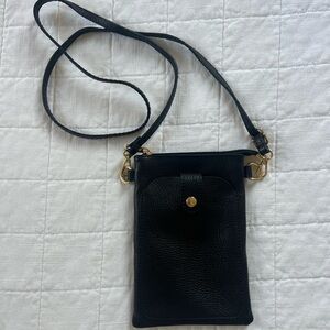 Quince Black Leather Crossbody Bag